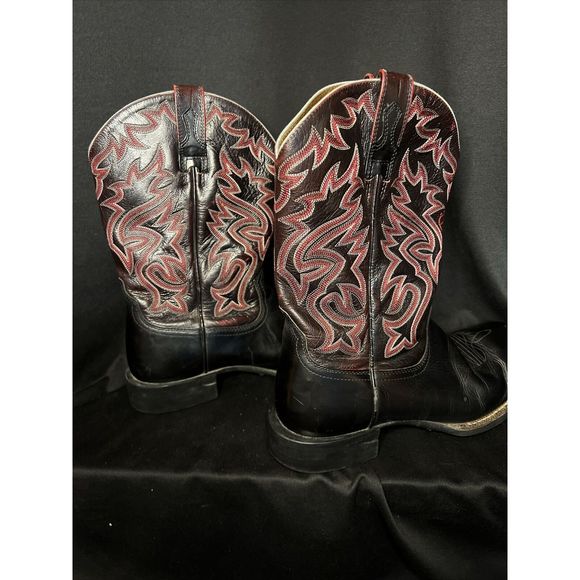 Ariat 38563 Leather Round Toe Cowboy Western Boots Size 9.5 D Men Black Red - Picture 2 of 12